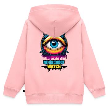 Surveillance de quartier - Sweat Premium à capuche zippé enfant bio - rose - Dos - AI Model Kid Female (0cm)
