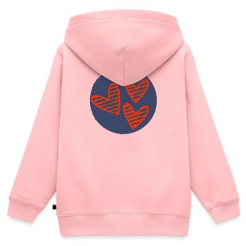 HERZ. HERZ. VALENTINSTAG. LIEBE. LIEBE. PAAR. - Kinder Premium Organic Zip Hoodie - Rosa - Hinten - AI Model Kid Female (0cm)