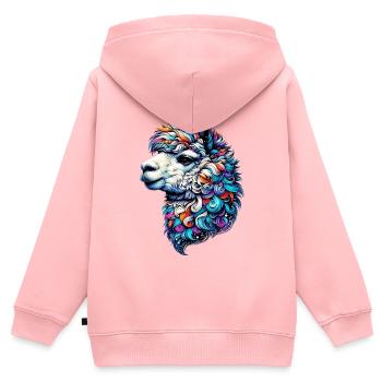 Alpaka - Kinder Premium Organic Zip Hoodie - Rosa - Hinten - AI Model Kid Female (0cm)