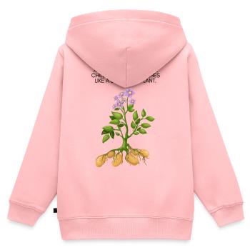 Motif d’arbre en croissance - Sweat Premium à capuche zippé enfant bio - rose - Dos - AI Model Kid Female (0cm)
