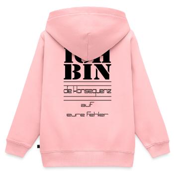 ICH BIN die Konsequenz auf eure Fehler - Kinder Premium Organic Zip Hoodie - Rosa - Hinten - AI Model Kid Female (0cm)