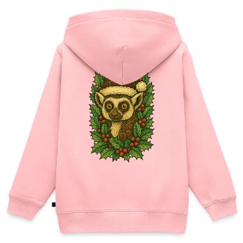 Festliches Chamäleon mit Stechpalmenkrone - Kinder Premium Organic Zip Hoodie - Rosa - Hinten - AI Model Kid Female (0cm)