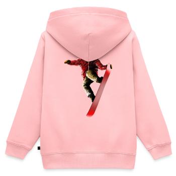Roter Snowboarder Sprung - Kinder Premium Organic Zip Hoodie - Rosa - Hinten - AI Model Kid Female (0cm)