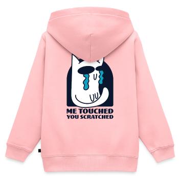 Moi Touché Chat Égratigné Insolent Pleurer - Sweat Premium à capuche zippé enfant bio - rose - Dos - AI Model Kid Female (0cm)