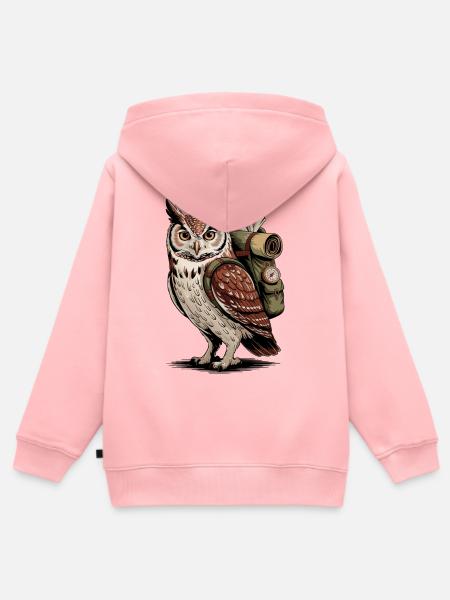 Eulenabenteuer mit Rucksack - Kinder Premium Organic Zip Hoodie - Rosa