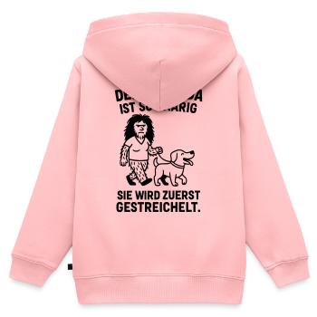 deine mutter haarig witz - Kinder Premium Organic Zip Hoodie - Rosa - Hinten - AI Model Kid Female (0cm)