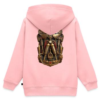 CYBORG ARMOR - steam punk'n'roll - Sweat Premium à capuche zippé enfant bio - rose - Dos - AI Model Kid Female (0cm)
