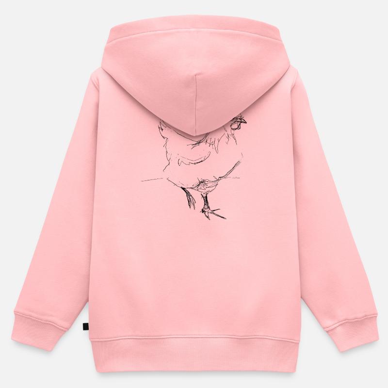 Poulet - Sweat Premium à capuche zippé enfant bio - rose