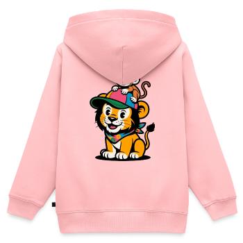 Cute Lion and Monkey – Best Friends - Kids Premium Organic Zip-up Hoodie - rose - Back - AI Model Kid Female (0cm)