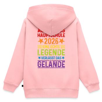 Abschluss 2026 Hauptschule Legende Gelände - Kinder Premium Organic Zip Hoodie - Rosa - Hinten - AI Model Kid Female (0cm)