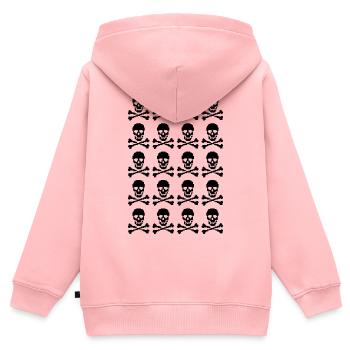 Pixeliertes Totenschädelmuster - Kinder Premium Organic Zip Hoodie - Rosa - Hinten - AI Model Kid Female (0cm)