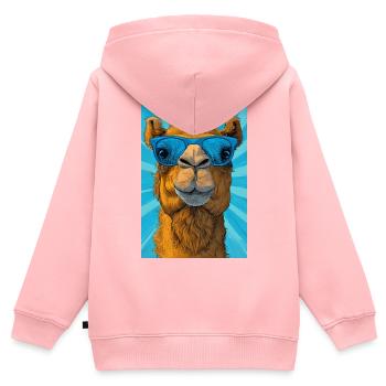 Kamel - Kinder Premium Organic Zip Hoodie - Rosa - Hinten - AI Model Kid Female (0cm)