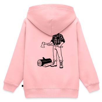 Bûcheron - Sweat Premium à capuche zippé enfant bio - rose - Dos - AI Model Kid Female (0cm)