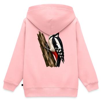 Polygonaler Waldspecht - Kinder Premium Organic Zip Hoodie - Rosa - Hinten - AI Model Kid Female (0cm)