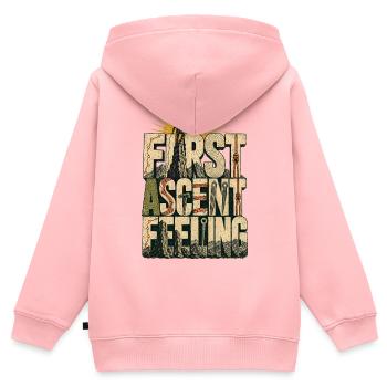 Première ascension : sensation Ascension Première ascension Sommet - Sweat Premium à capuche zippé enfant bio - rose - Dos - AI Model Kid Female (0cm)