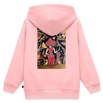 Dame Mushrooom - Sweat Premium à capuche zippé enfant bio - rose - Dos - AI Model Kid Female (0cm)