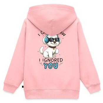 Cartoon Maltese Ich bin gekommen, ich habe gesehen, ich habe dich ignoriert - Kinder Premium Organic Zip Hoodie - Rosa - Hinten - AI Model Kid Female (0cm)