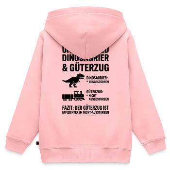 Unterschied Dinosaurier & Güterzug – Lustiges Meme - Kinder Premium Organic Zip Hoodie - Rosa - Hinten - AI Model Kid Female (0cm)