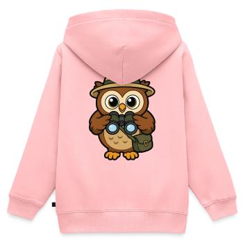 Abenteuerliche Eulen-Entdecker - Kinder Premium Organic Zip Hoodie - Rosa - Hinten - AI Model Kid Female (0cm)