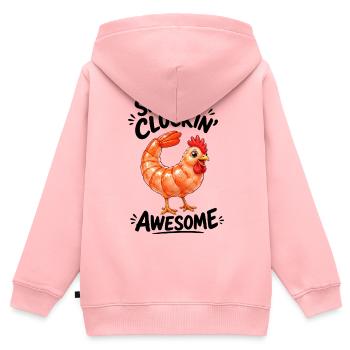 Henne mit Shrimps Lustiges Cartoon Motiv - Kinder Premium Organic Zip Hoodie - Rosa - Hinten - AI Model Kid Female (0cm)