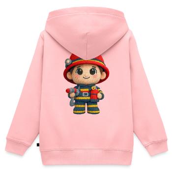 Kleiner Feuerwehrmann in Strickoptik - Kinder Premium Organic Zip Hoodie - Rosa - Hinten - AI Model Kid Female (0cm)