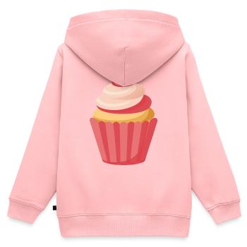 Cupcake - Kinder Premium Organic Zip Hoodie - Rosa - Hinten - AI Model Kid Female (0cm)