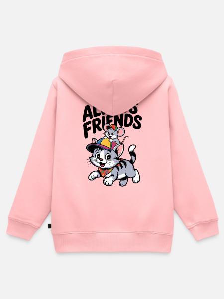 Maus und Katze - Kinder Premium Organic Zip Hoodie - Rosa