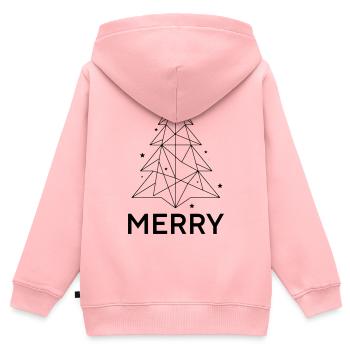 MERRY Chrismas - Weihnachtsbaum Minimalistisch - Kinder Premium Organic Zip Hoodie - Rosa - Hinten - AI Model Kid Female (0cm)
