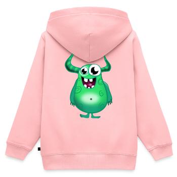 Monster gruen - Kinder Premium Organic Zip Hoodie - Rosa - Hinten - AI Model Kid Female (0cm)