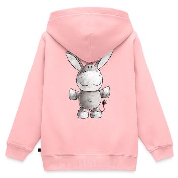 Kleiner Esel I Tiermotiv - Kinder Premium Organic Zip Hoodie - Rosa - Hinten - AI Model Kid Female (0cm)