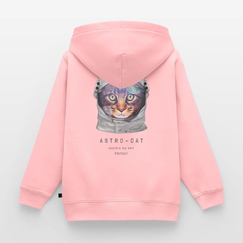 | de chat de l’espace Chat astronaute dans l’espace Sweat Premium à capuche zippé enfant bio