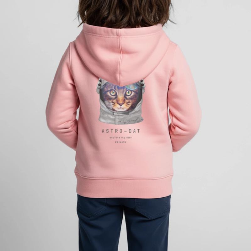 | de chat de l’espace Chat astronaute dans l’espace Sweat Premium à capuche zippé enfant bio