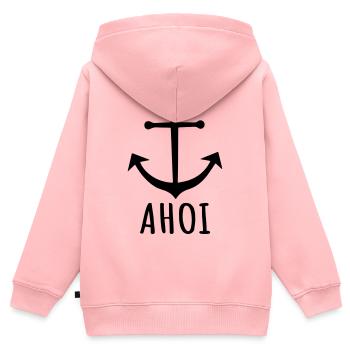 Anker - Ahoi - Kinder Premium Organic Zip Hoodie - Rosa - Hinten - AI Model Kid Female (0cm)