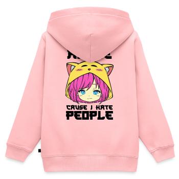 Comic Japanisch Anime Statement Manga Zeichentrick - Kinder Premium Organic Zip Hoodie - Rosa - Hinten - AI Model Kid Female (0cm)