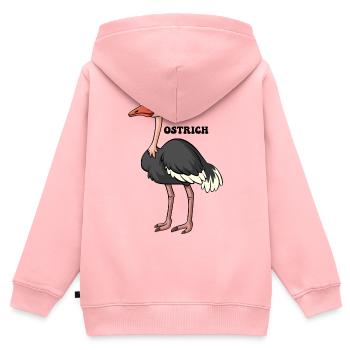 Cartoon-Strauß: Kräftige schwarz-weiße Federn - Kinder Premium Organic Zip Hoodie - Rosa - Hinten - AI Model Kid Female (0cm)