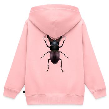 prächtiger Hirschkäfer von Hand gezeichnet - Kinder Premium Organic Zip Hoodie - Rosa - Hinten - AI Model Kid Female (0cm)