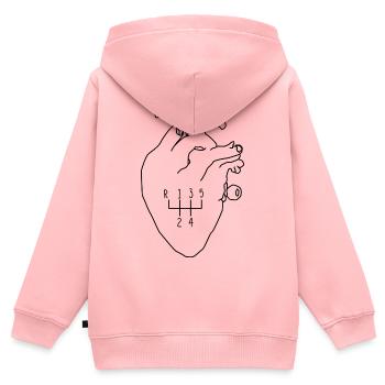 Pilote de changement de vitesse en forme de cœur - Sweat Premium à capuche zippé enfant bio - rose - Dos - AI Model Kid Female (0cm)