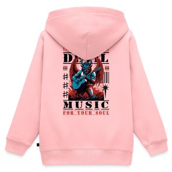 Teufel Rock Musik - Kinder Premium Organic Zip Hoodie - Rosa - Hinten - AI Model Kid Female (0cm)