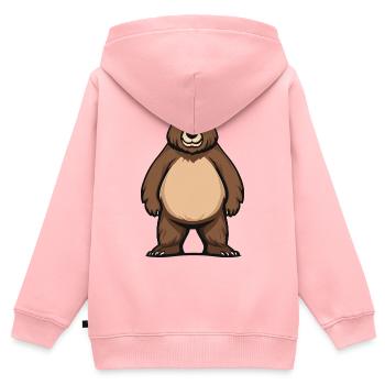 Ours mignon debout dans le style de dessin animé - Adorable - Sweat Premium à capuche zippé enfant bio - rose - Dos - AI Model Kid Female (0cm)