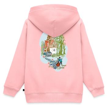 Hänsel und Gretel vor Hexenhaus - Kinder Premium Organic Zip Hoodie - Rosa - Hinten - AI Model Kid Female (0cm)