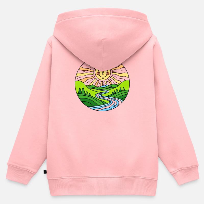 Soleil - Sweat Premium à capuche zippé enfant bio - rose