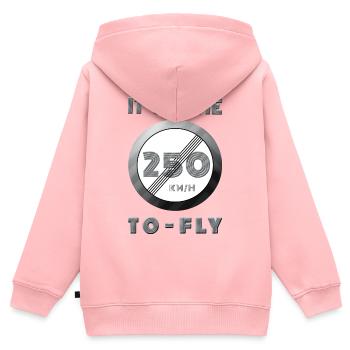 250 KM/H Temps de vol - Sweat Premium à capuche zippé enfant bio - rose - Dos - AI Model Kid Female (0cm)