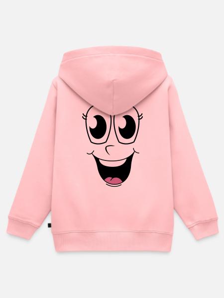 Happy Face  - Kids Premium Organic Zip-up Hoodie - rose