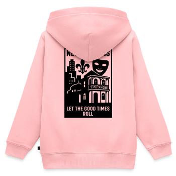 La Nouvelle-Orléans, Louisiane, États-Unis - Sweat Premium à capuche zippé enfant bio - rose - Dos - AI Model Kid Female (0cm)