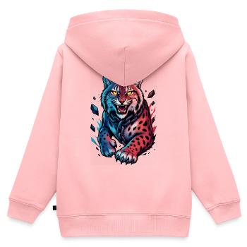 Luchs im Angriff - Kinder Premium Organic Zip Hoodie - Rosa - Hinten - AI Model Kid Female (0cm)