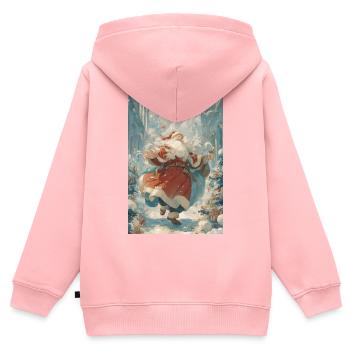 Weihnachtsmannparade in Frost City - Kinder Premium Organic Zip Hoodie - Rosa - Hinten - AI Model Kid Female (0cm)