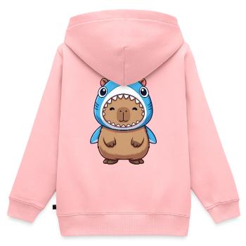 Costume de cochon d’Inde Hamster Capybara mignon Samba - Sweat Premium à capuche zippé enfant bio - rose - Dos - AI Model Kid Female (0cm)
