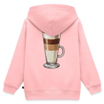 Latte macchiato im bestickten Look (bedruckt) - Kinder Premium Organic Zip Hoodie - Rosa - Hinten - AI Model Kid Female (0cm)