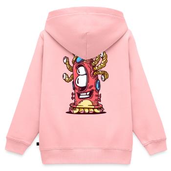 Tentacules de monstre colorés - Sweat Premium à capuche zippé enfant bio - rose - Dos - AI Model Kid Female (0cm)