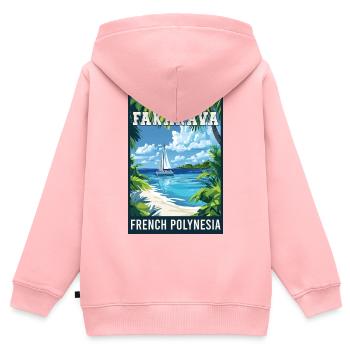 Entdecken Sie tropische Fakarava in Französisch-Polynesien - Kinder Premium Organic Zip Hoodie - Rosa - Hinten - AI Model Kid Female (0cm)